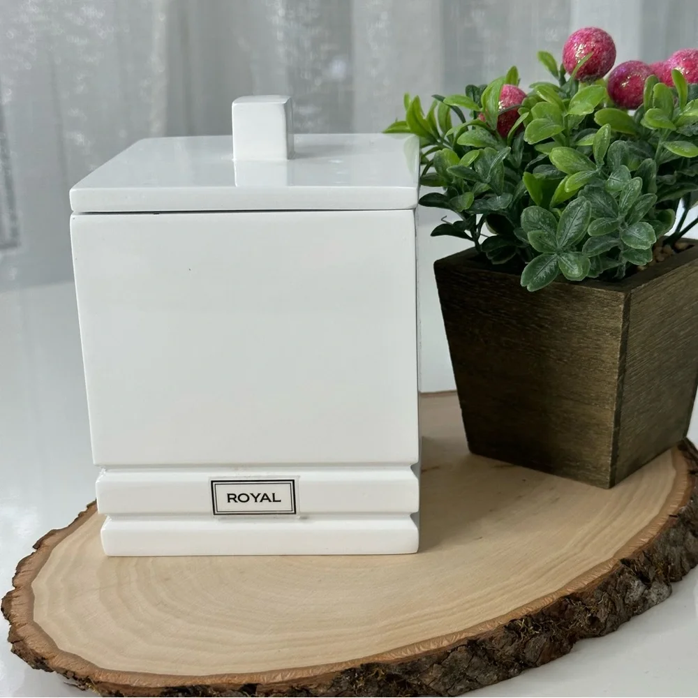 ROYAL multi purpose container BATHROOM VANITY any room storage WHITE with lid